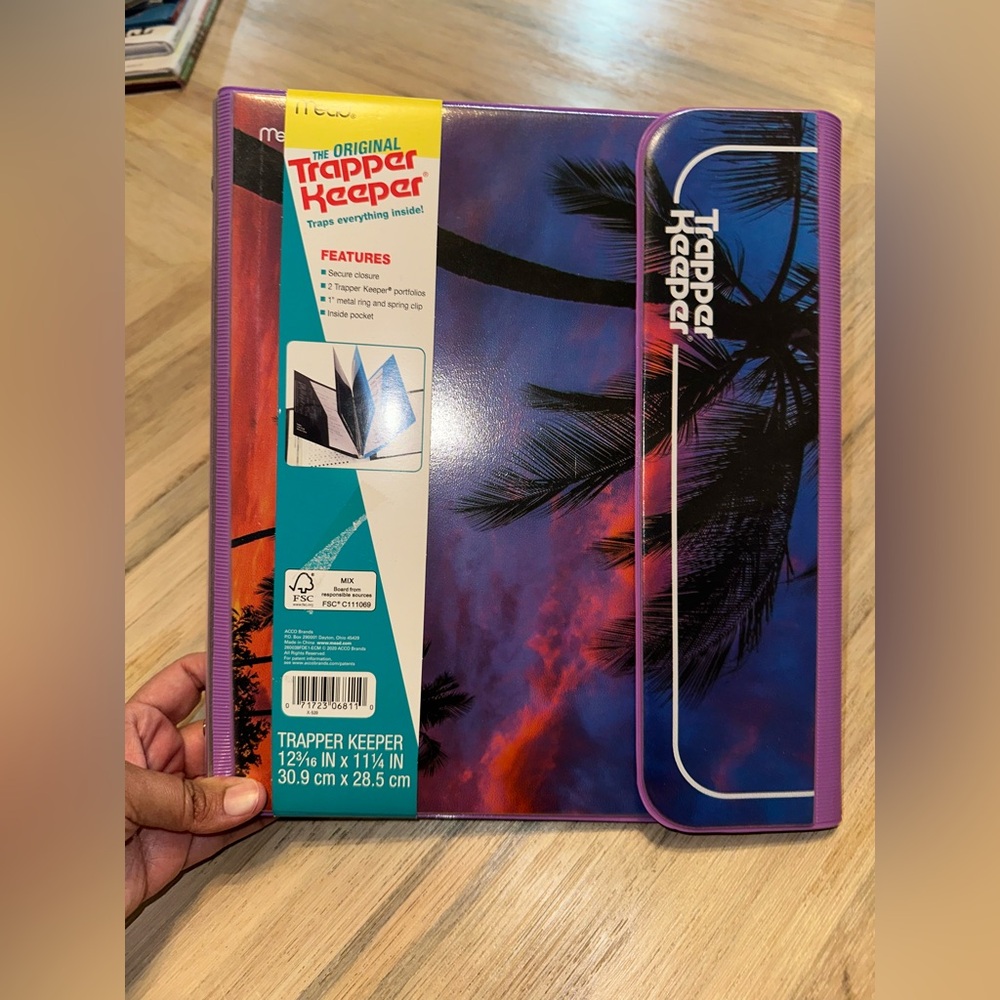 Mead 2020 The Original Trapper Keeper Sunset With Palm Trees Purple Binder